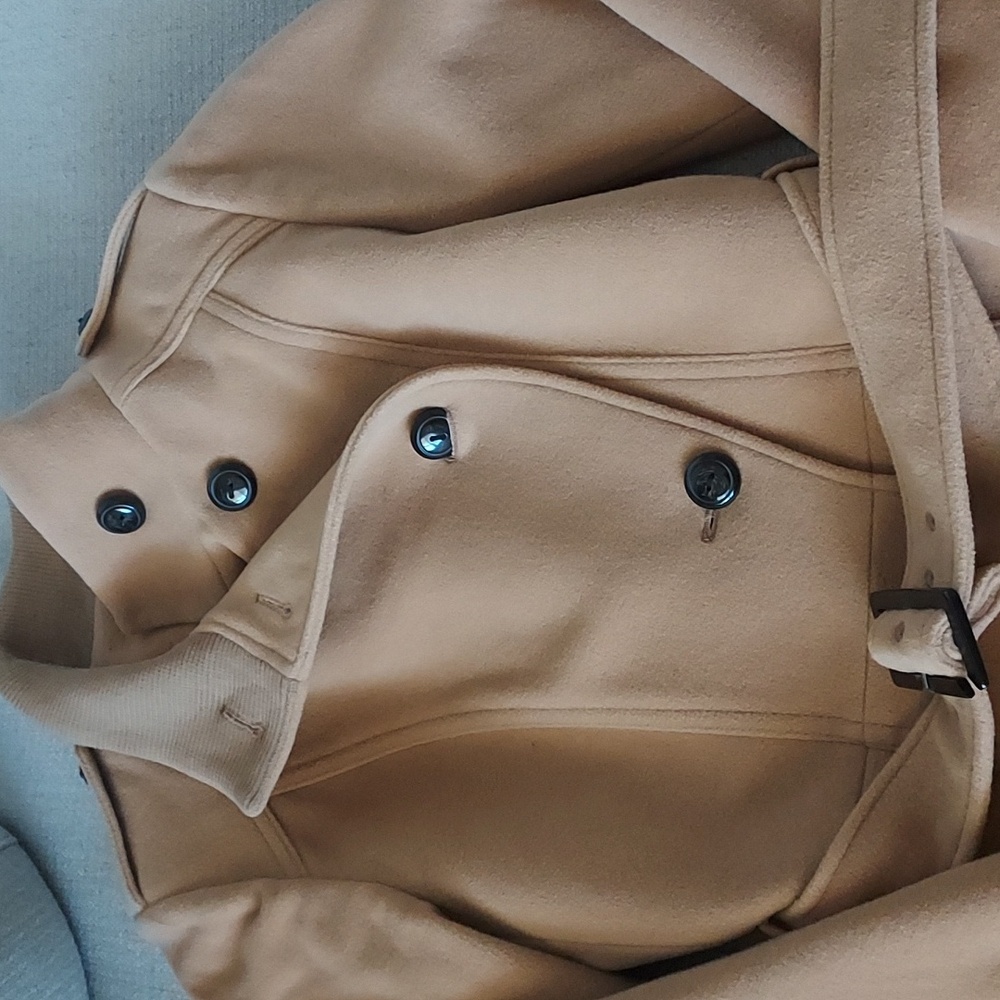 COLE HAAN Wool and Cashmere Blend Belted Tan Women's Coat Sz-8 - Picture 5 of 10